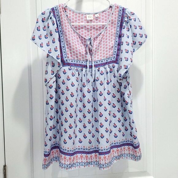 GAP Zen Flutter sleeve floral print top, Size Large - Picture 1 of 4